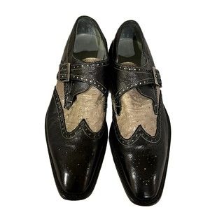 Belvedere Genuine Ostrich Wingtip Leather Monk Strap Men’s Shoes Size 9.5